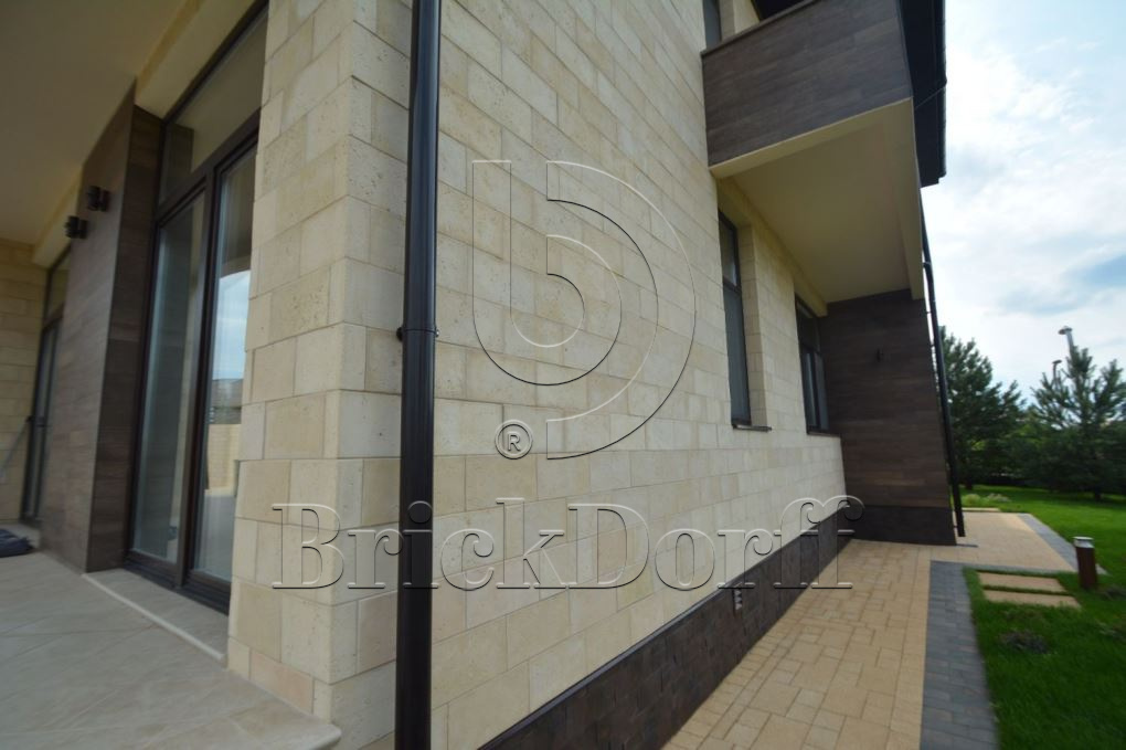 Фасадная облицовочная декоративная плитка травертин-касса 01