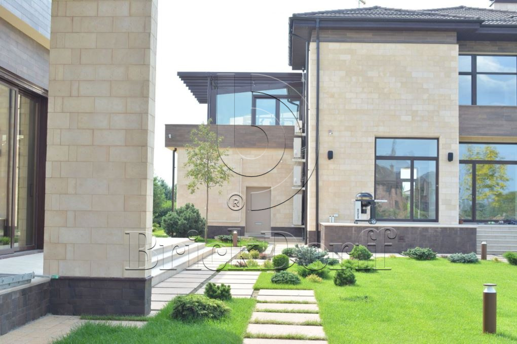 Фасадная облицовочная декоративная плитка травертин-касса 01