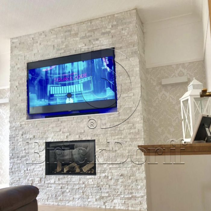 Кварцит Белый 600*150*10-20 мм, натуральный камень для интерьера BD