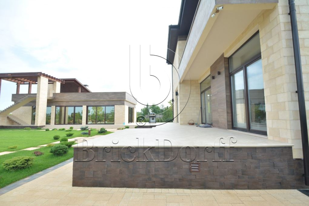 Фасадная облицовочная декоративная плитка травертин-касса 01