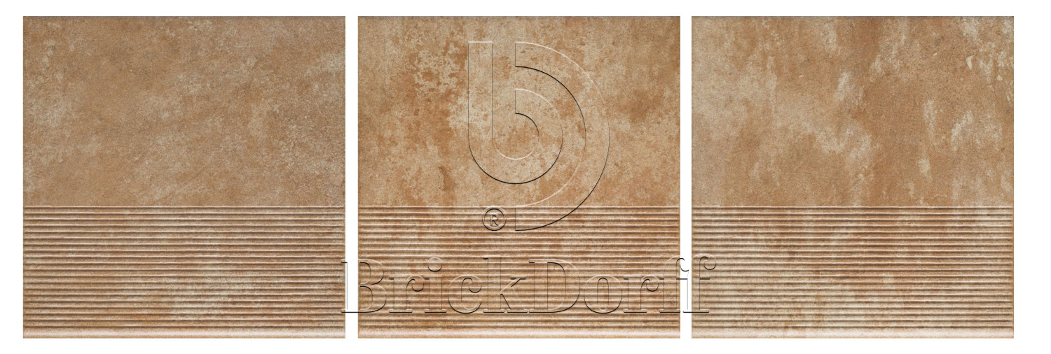 Ilario Ochra клинкерная ступень с насечками противоскользящая 300x300x11 мм