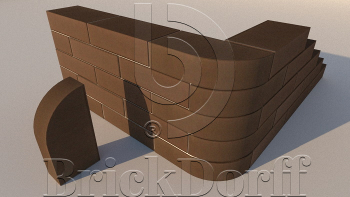 12.201117L Lode Brunis F17 гладкий, 250*120*65 мм, Кирпич фигурный полнотелый