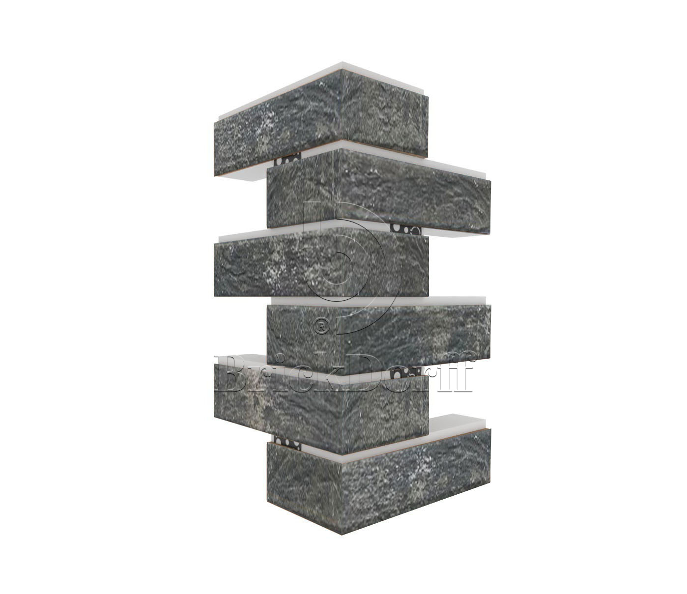 Midnight Угловая фасадная термопанель из пенополистирола ППС 50 мм, 0,17м2 с клинкерной плиткой