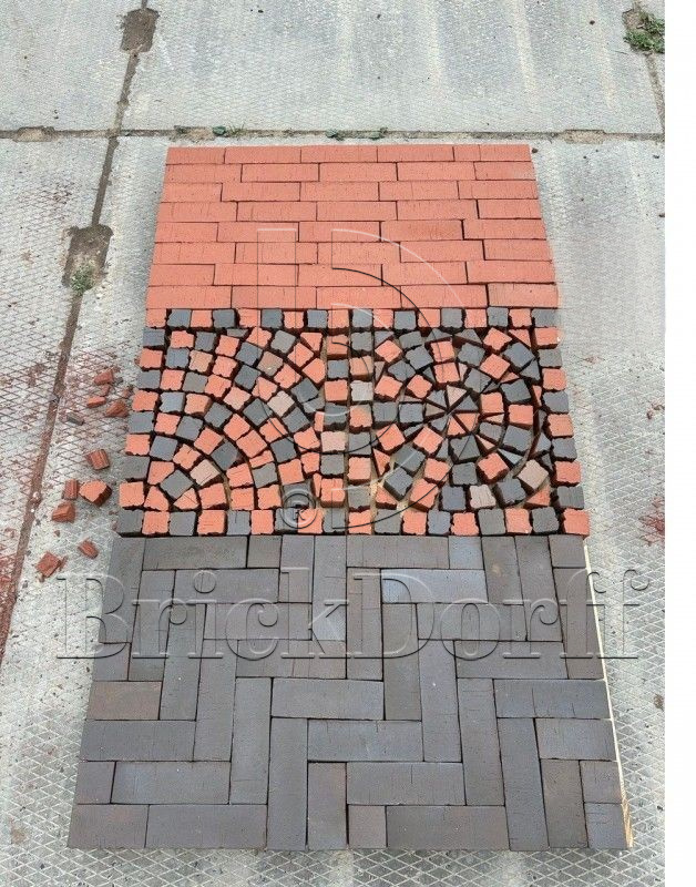 Красная тротуарная плитка/брусчатка клинкерная , мозаика с фаской (делится на 8 частей 60х60х52) 240*120*52 мм, пятый элемент