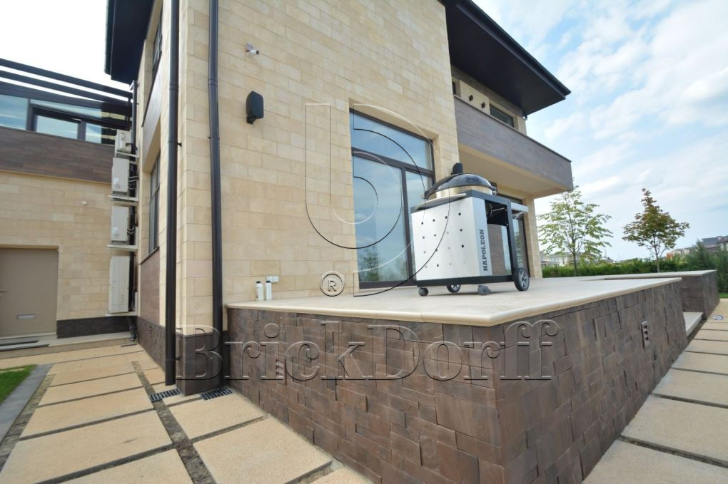 Фасадная облицовочная декоративная плитка травертин-касса 01