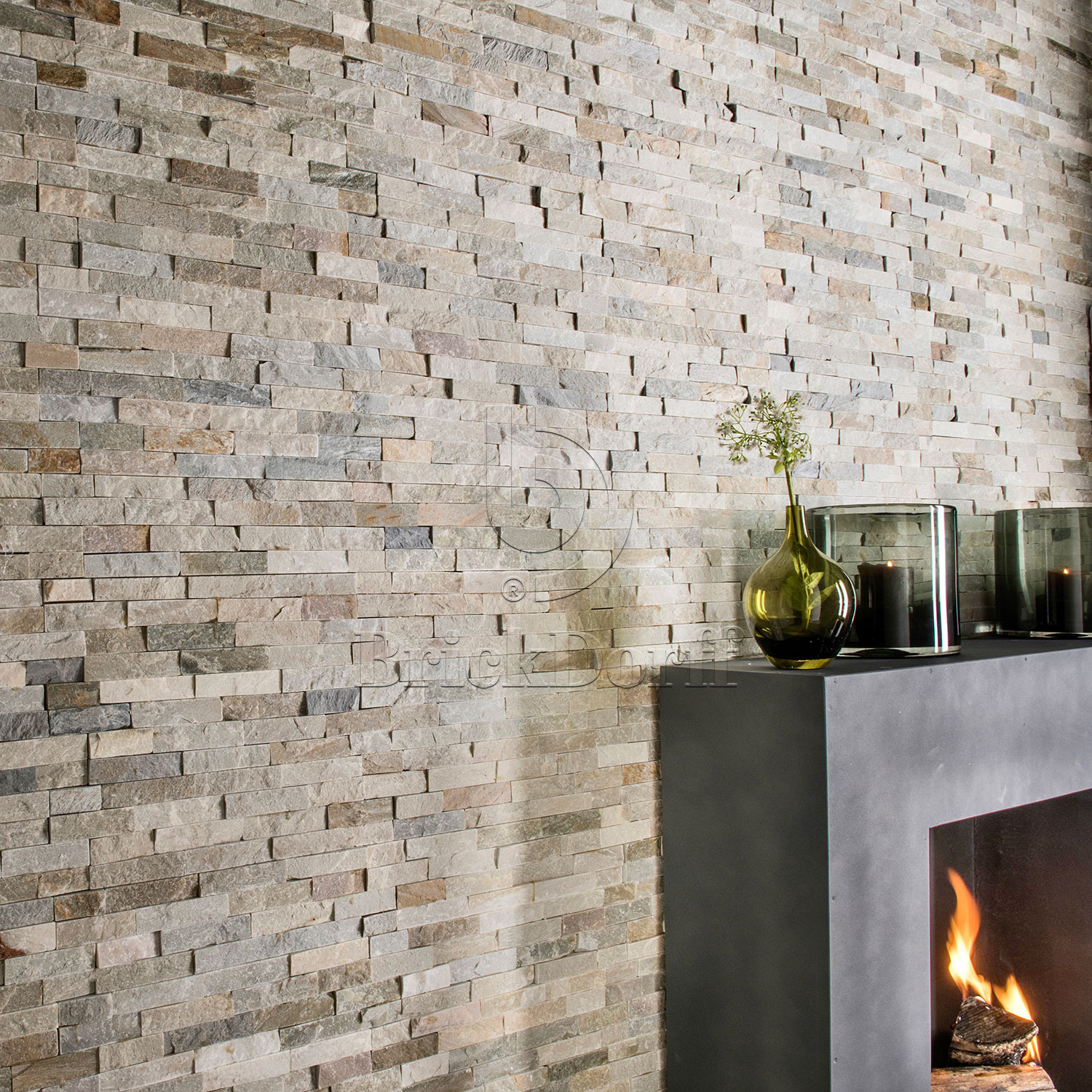 Сланец Бежевый-014 600*150*10-20 мм, натуральный камень для фасада и интерьера BD