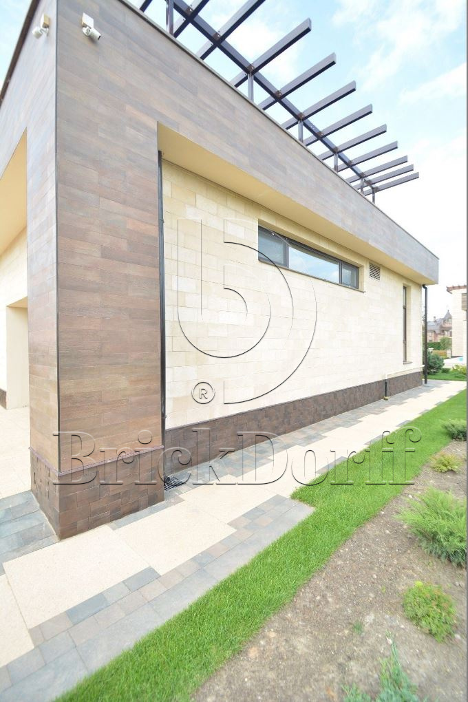 Фасадная облицовочная декоративная плитка травертин-касса 01