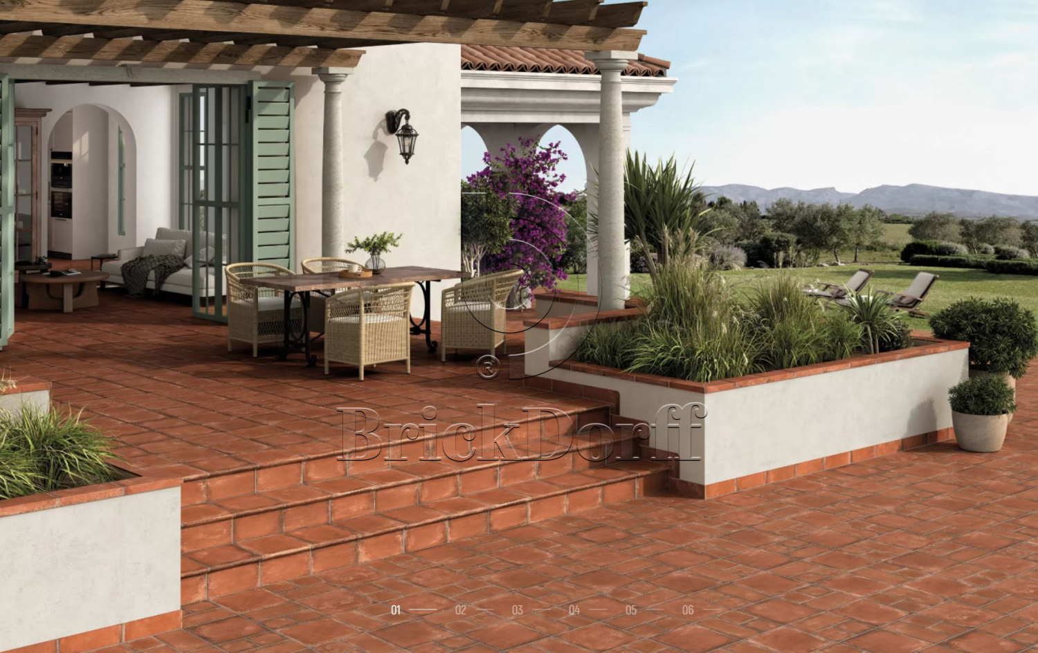 Alhamar ROJO Exagres 330*330*12 мм, клинкерная угловая ступень флорентинер с капиносом, противоскользящая