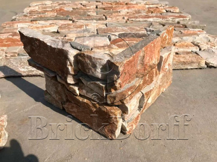 Камень грубый кварцит бежевый 550*200*20\40 мм, натуральный камень для фасада и интерьера BD