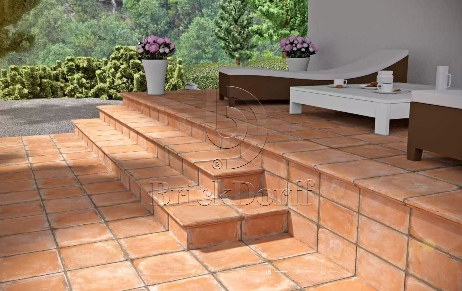 Alhamar SALMON Exagres 330*330*12 мм, клинкерная ступень флорентинер- с капиносом, противоскользящая