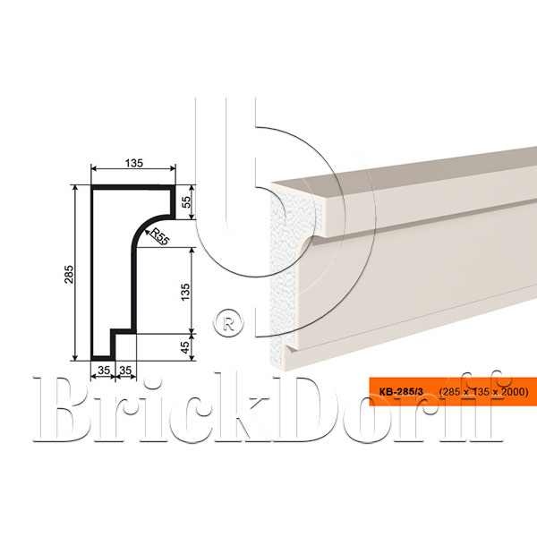КАРНИЗ для Фасада и Интерьера - лепнина, декор из пенополистирола КВ-285/3 285*135*2000 мм