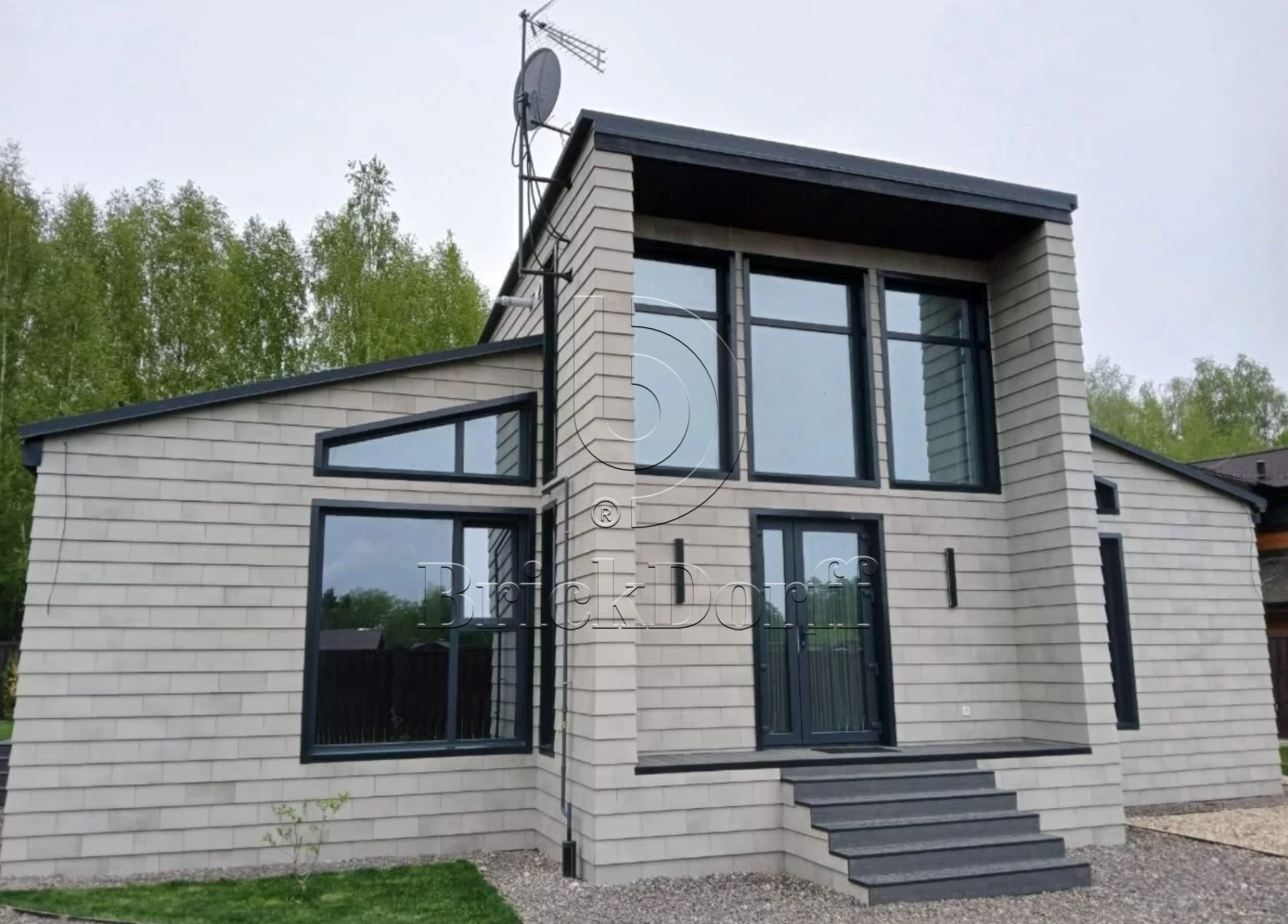 Tempio Rustikotta LIGHT GREY FLAMED 200x400x14мм Дранка керамическая плитка для навесного вент Фасада и Кровли