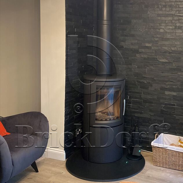 Сланец Черный-018 600*150*10-20 мм, натуральный камень для фасада и интерьера BD