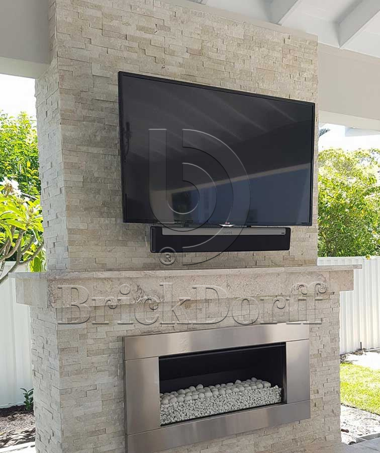 Кварцит Белый 600*150*10-20 мм, натуральный камень для интерьера BD