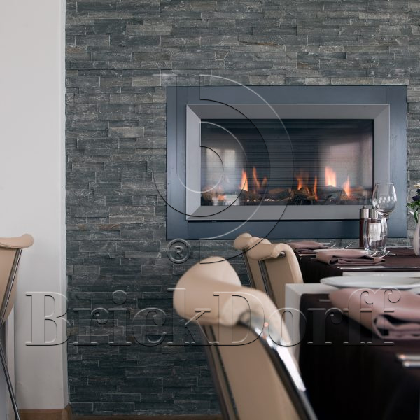 Сланец Черный-018 600*150*10-20 мм, натуральный камень для фасада и интерьера BD